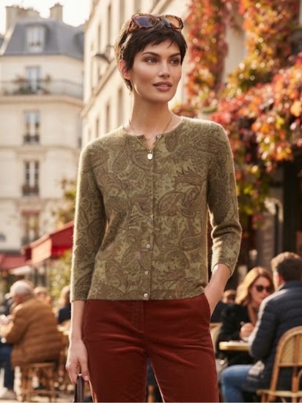 Tweeds Lambswool Angora Blend Button Paisley Cardigan Size L